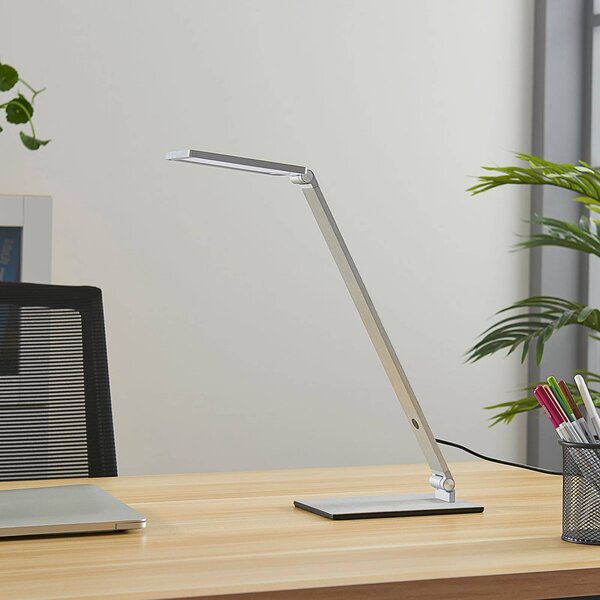 Lampada da scrivania Resi Lucande, dimmerabile, Alluminio / Grigio / Zincato, Studio / Ufficio, Alluminio, Moderno, Lampada da tavolo LED