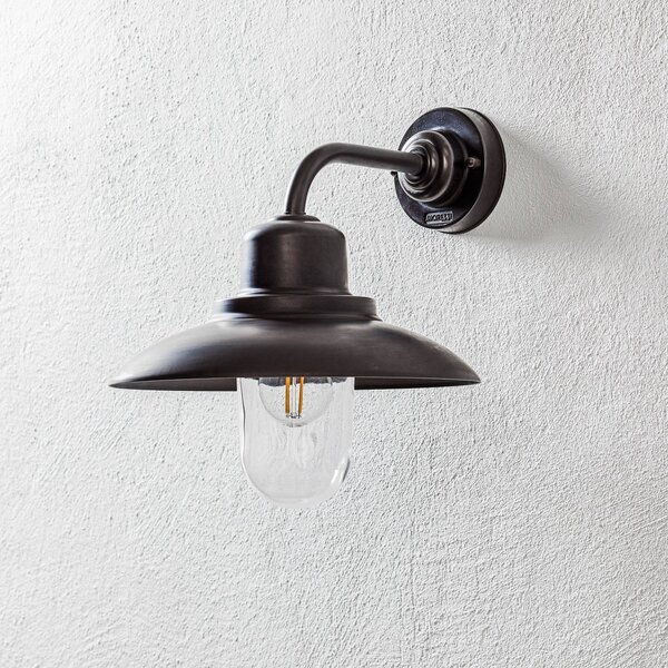 Moretti Luce Applique esterni Patio ottone brunito, trasparente Patio, dimmerabile, Bronzo / Ottone antico, Ottone, Campagna / Rustiche