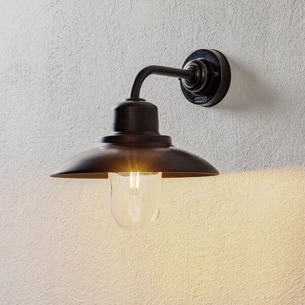 Moretti Luce Applique esterni Patio ottone brunito, trasparente Patio, dimmerabile, Bronzo / Ottone antico, Ottone, Campagna / Rustiche