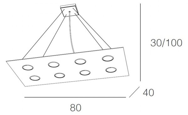Lampadario moderno top light area 1127 s8 r gx53 led monoemissione metallo sospensione - Top Light