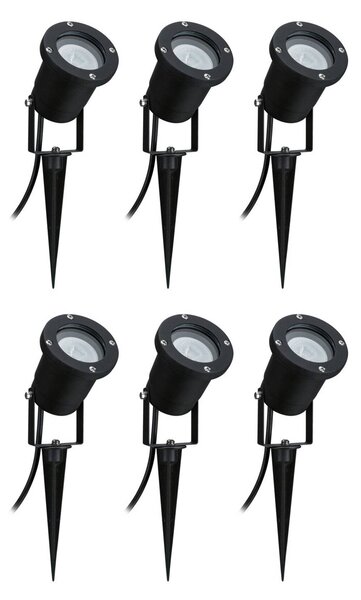Paulmann Special Line Faretto a LED con picchetto terra, set di 6 pezzi, Nero, Alluminio