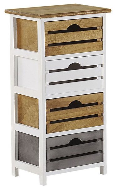 Cassettiera in legno chiaro con bianco 73 x 35 cm 4 cassetti torre contenitore per bambini in stile scandinavo camera da letto mobili bambini Beliani