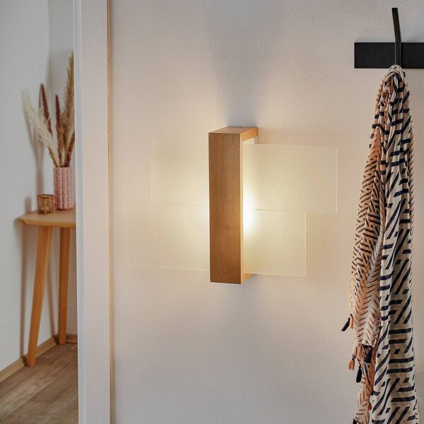Applique Shifted 1 SOLLUX LIGHTING, dimmerabile, Legno chiaro, Soggiorno / Sala da pranzo, Vetro, Moderno, Applique