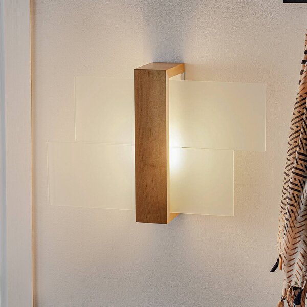 Applique Shifted 1 SOLLUX LIGHTING, dimmerabile, Legno chiaro, Soggiorno / Sala da pranzo, Vetro, Moderno, Applique