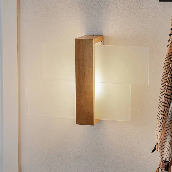 Applique Shifted 1 SOLLUX LIGHTING, dimmerabile, Legno chiaro, Soggiorno / Sala da pranzo, Vetro, Moderno, Applique