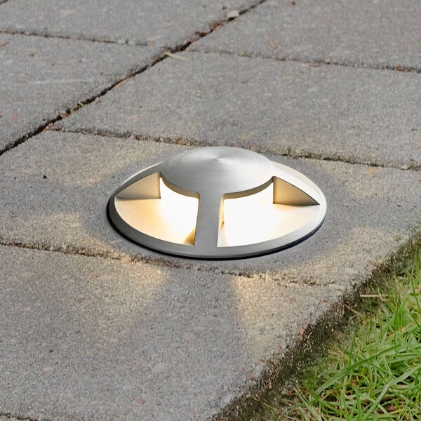 Lampada LED Anina da interrare, in alluminio Lucande, Alluminio / Grigio / Zincato, Alluminio, Moderno, Faretto da incasso da terra