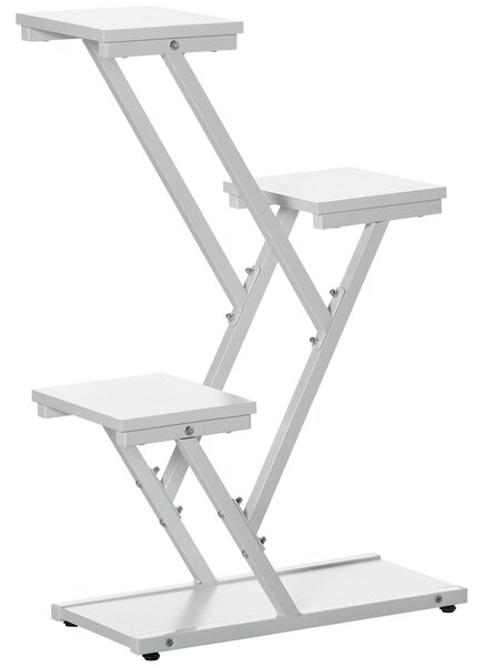 Outsunny Scaletta Portavasi a 4 Livelli per Interni ed Esterni in MDF e Acciaio, 50.5x24x81 cm, Bianco | Aosom Italy