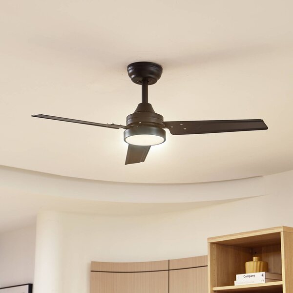 Ventilatore da soffitto Lindby LED Aerallo, nero, CCT, silenzioso Aerallo, Nero, Soggiorno / Sala da pranzo, Metallo, Moderno