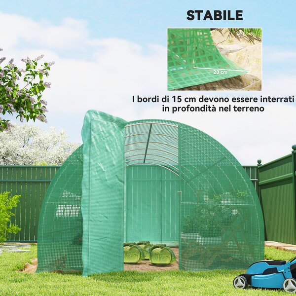 Outsunny Serra da Giardino a Tunnel per Coltivazaione Piante in PE 600×300×200cm|Aosom