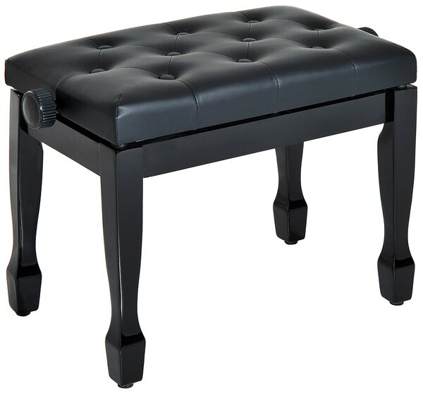 HOMCOM Sgabello Panca per Pianoforte con Altezza Regolabile 45-55cm, in Legno e Similpelle Sgabelli Imbottiti Nera