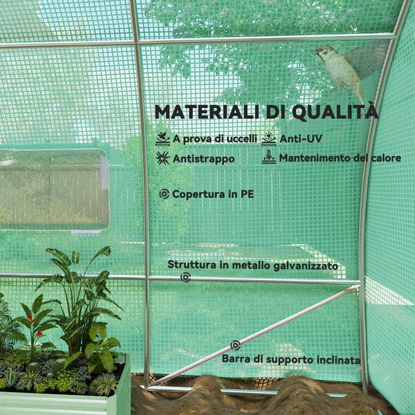 Outsunny Serra da Giardino a Tunnel per Coltivazaione Piante in PE 600×300×200cm|Aosom