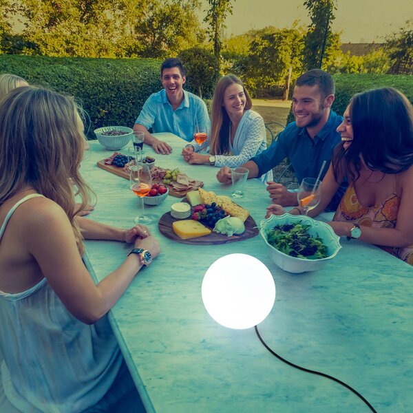 Newgarden Lampada da pavimento Buly, Ø 20 cm Buly, Bianco / Opale, Plastica, Moderno