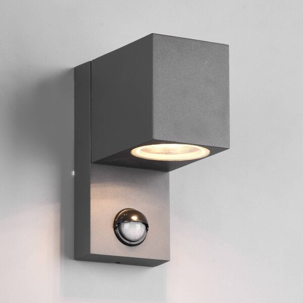 Trio Lighting Applique Roya 1 luce, sensore angolare antracite Roya, dimmerabile, Nero, Alluminio, Moderno