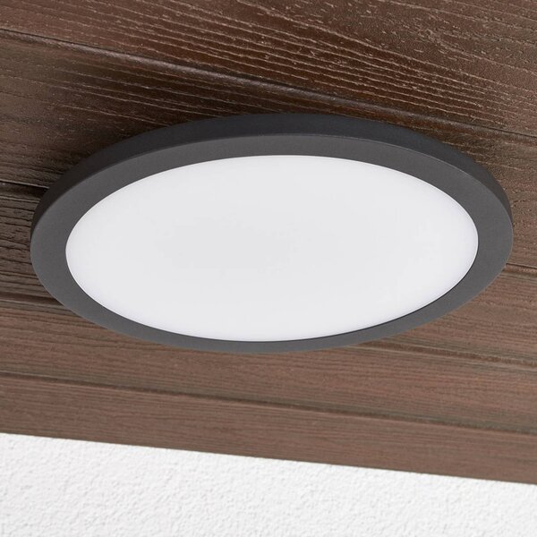 Lucande plafoniera LED da esterni Malena, rilevatore di movimento, IP65 Malena, Nero, Alluminio, Moderno, Plafoniere LED