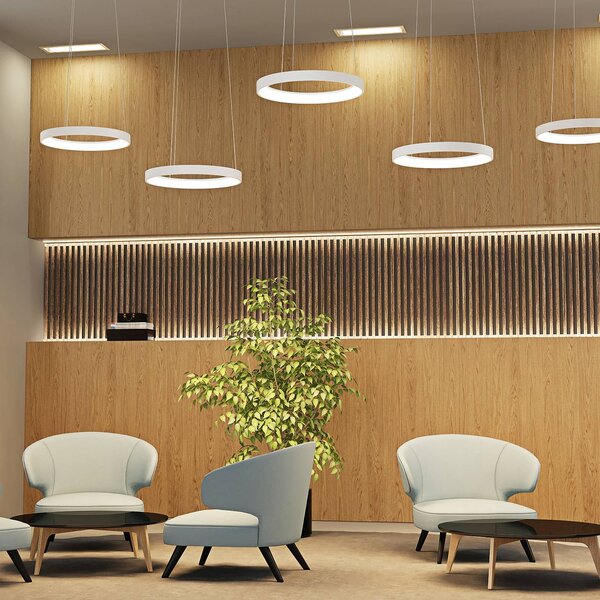 Arcchio Lampada LED a sospensione Vivy, Ø 38 cm, bianco, metallo Vivy Arcchio, dimmerabile, Bianco / Opale, Cucina, Metallo, Moderno