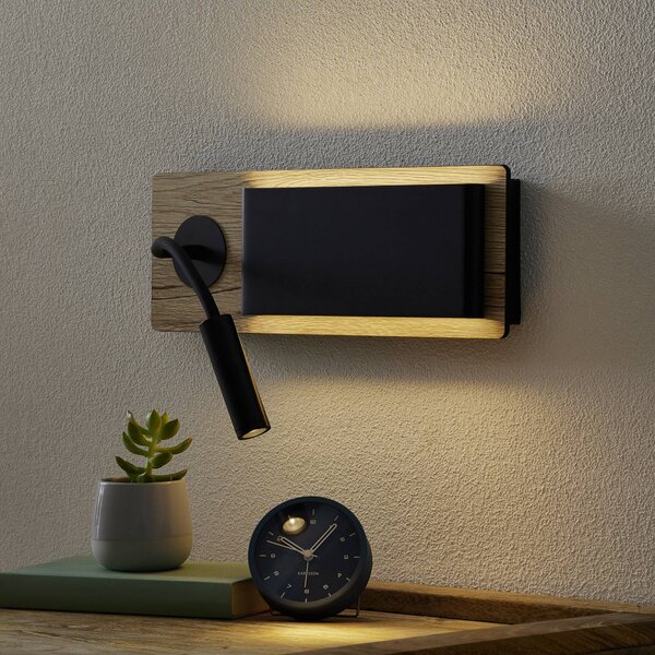 FARO BARCELONA Applique da parete a LED Mood, Nero, Camera da letto, Legno, Applique a LED