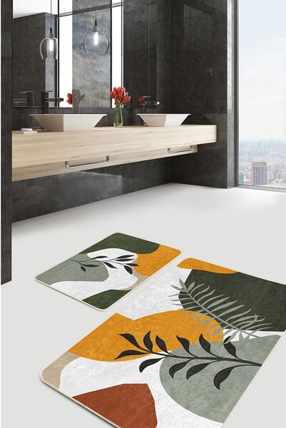 Set di tappetini per il bagno in velluto verdi 2 pz 60x100 cm Illustrated Autumn – Mila Home