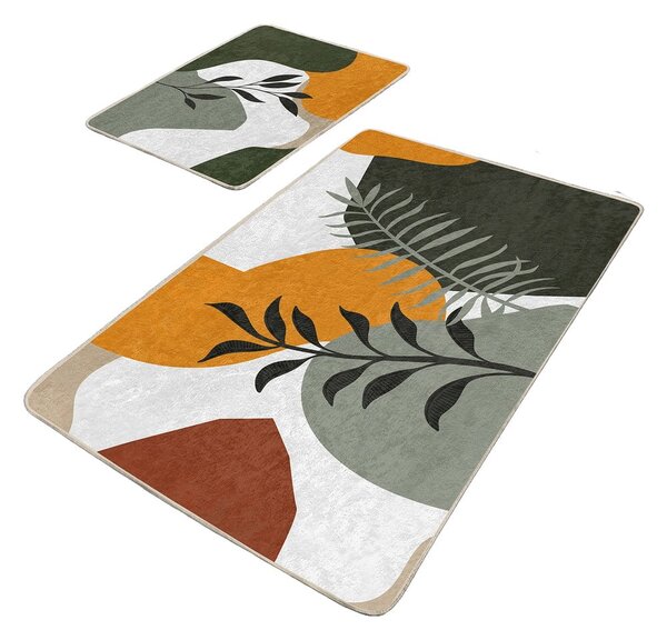 Set di tappetini per il bagno in velluto verdi 2 pz 60x100 cm Illustrated Autumn – Mila Home