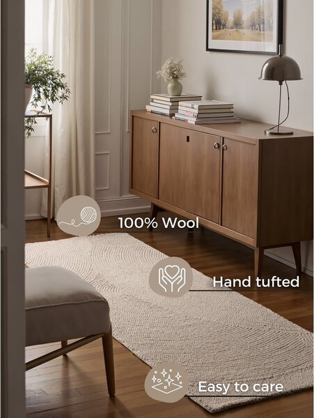 Passatoia colore naturale chiaro in lana tessuta a mano 80x200 cm Calmio – Hanse Home
