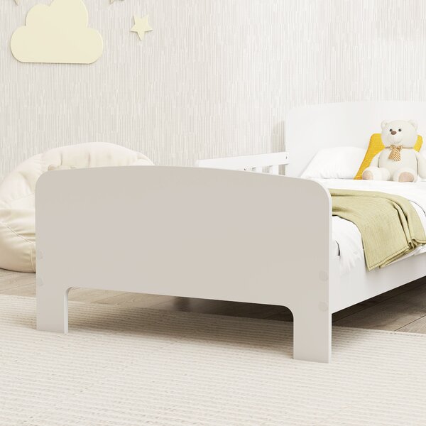 AIYAPLAY Letto per bambini con sponda anticaduta e rete a doghe, 3-8 anni, 70x140 cm, Bianco | Aosom Italy