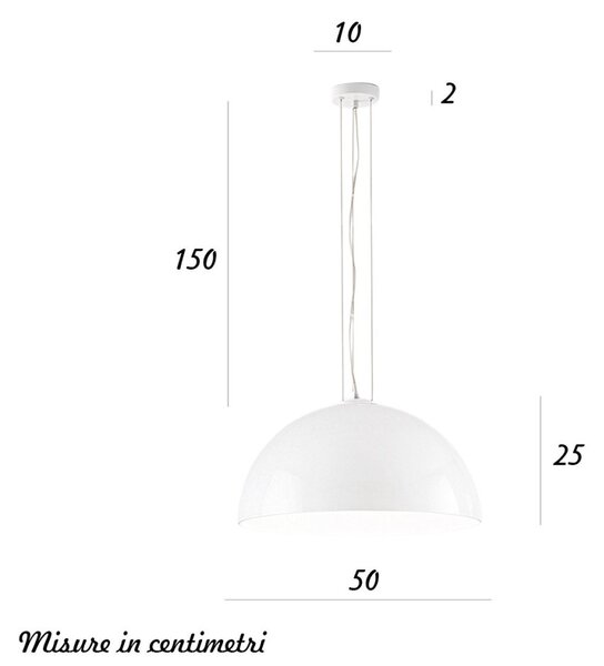 Lampadario cupola metallo perenz bell 8552 b e27 led bianco lucido - Perenz