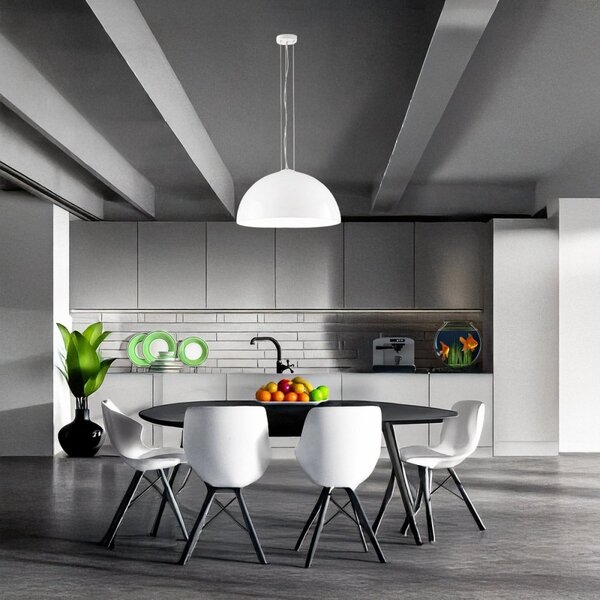 Lampadario cupola metallo perenz bell 8552 b e27 led bianco lucido - Perenz