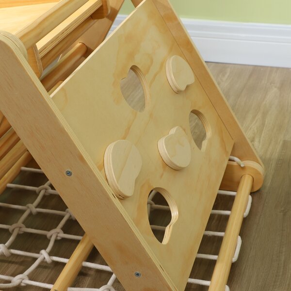 AIYAPLAY Set da arrampicata 7-in-1 per bambini, in legno con scivolo, Multicolore | Aosom Italy