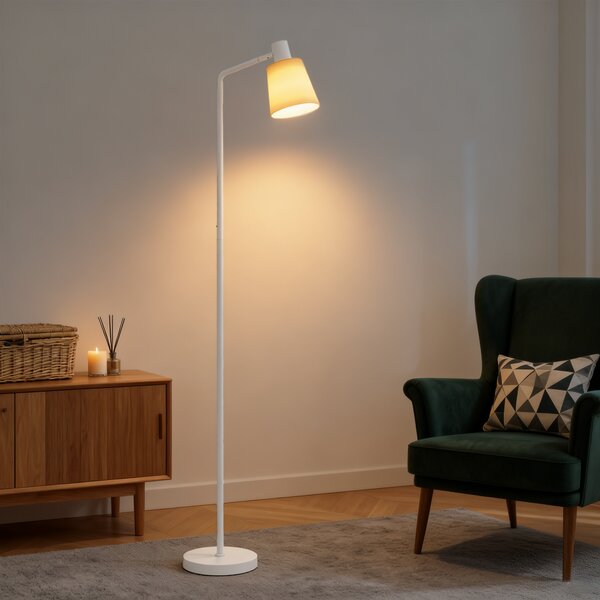 HOMCOM Lampada da Terra LED Dimmerabile con 3 Temperature di Colore 3000K-6500K Paralume Girevole Lampadina E27 Bianco | Aosom Italy