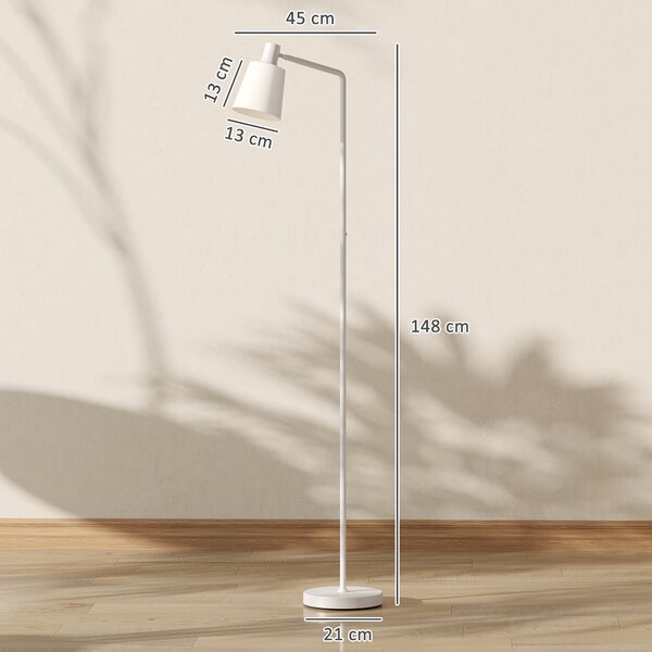 HOMCOM Lampada da Terra LED Dimmerabile con 3 Temperature di Colore 3000K-6500K Paralume Girevole Lampadina E27 Bianco | Aosom Italy
