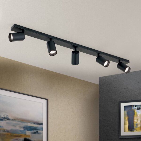 ORION Faretto da soffitto Sean, nero, alluminio, lunghezza 100 cm, GU10 dimmerabile, Nero, Corridoio, Metallo, Moderno, Faretto