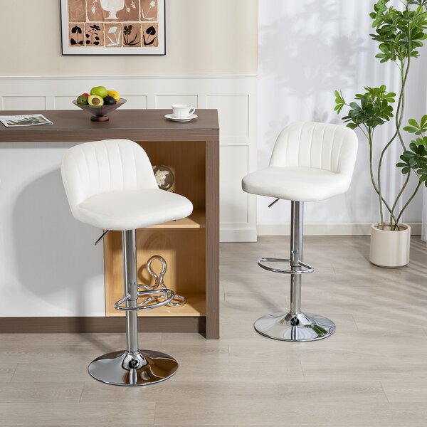 HOMCOM Set di 2 Sgabelli da Bar Alti con Altezza Regolabile Sedile Girevole 43x45x81-101 cm Crema | Aosom Italy