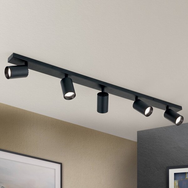 ORION Faretto da soffitto Sean, nero, alluminio, lunghezza 100 cm, GU10 dimmerabile, Nero, Corridoio, Metallo, Moderno, Faretto