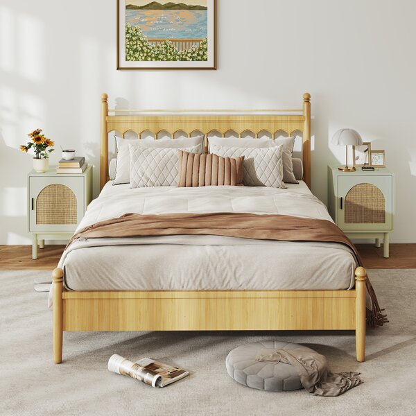 HOMCOM Set di 2 comodini, con anta in resina intrecciata, ripiano regolabile 40 x 35 x 58 cm, verde chiaro | Aosom Italy
