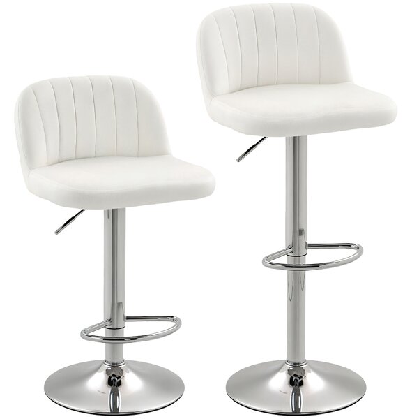 HOMCOM Set di 2 Sgabelli da Bar Alti con Altezza Regolabile Sedile Girevole 43x45x81-101 cm Crema | Aosom Italy