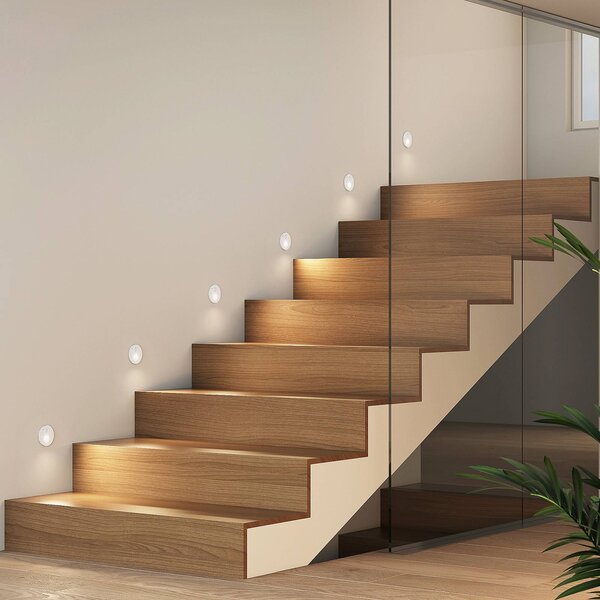 Arcchio Neru LED da incasso, rotondo, bianco, Bianco / Opale, Soggiorno / Sala da pranzo, Alluminio, Moderno, Faretto da incasso a parete