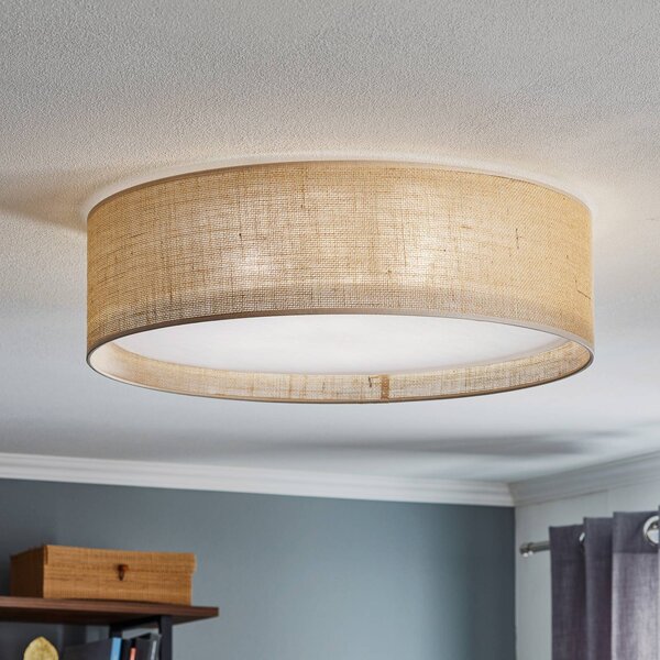 Plafoniera soffitto Juta TK Lighting, dimmerabile, Marrone / Ruggine, Soggiorno / Sala da pranzo, Tessuto / Stoffa / Seta, Plafoniera