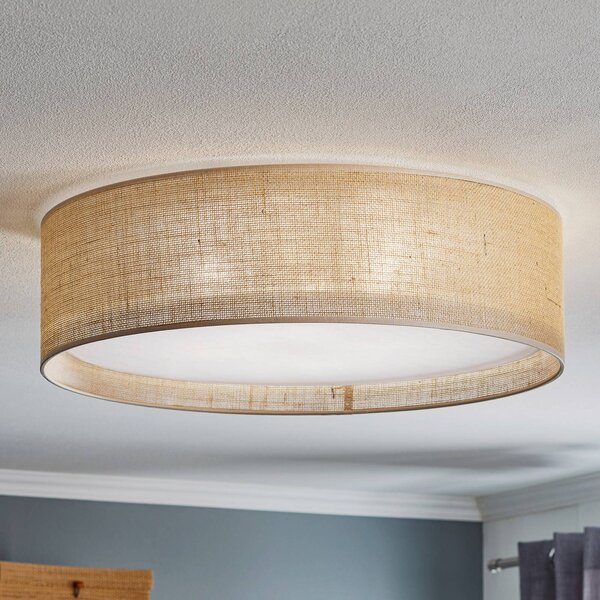 Plafoniera soffitto Juta TK Lighting, dimmerabile, Marrone / Ruggine, Soggiorno / Sala da pranzo, Tessuto / Stoffa / Seta, Plafoniera