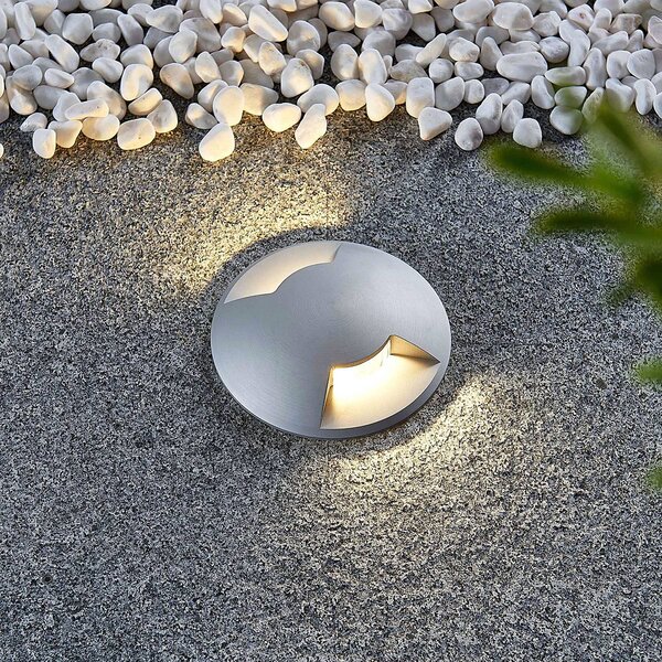 Lucande, lampada da incasso a pavimento Milara, 2 punti luce, GU10 Milara dimmerabile, Alluminio / Grigio / Zincato, Alluminio, Moderno, Faretto da incasso da terra