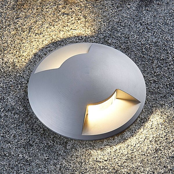 Lucande, lampada da incasso a pavimento Milara, 2 punti luce, GU10 Milara dimmerabile, Alluminio / Grigio / Zincato, Alluminio, Moderno, Faretto da incasso da terra