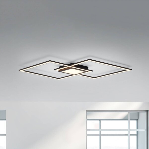 JUST LIGHT. GmbH Plafoniera a LED Asmin, dimmerabile, Nero, Soggiorno / Sala da pranzo, Alluminio, Moderno, Plafoniera LED
