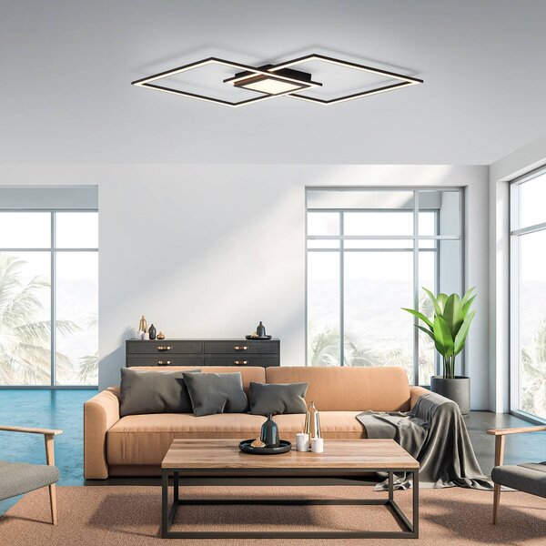JUST LIGHT. GmbH Plafoniera a LED Asmin, dimmerabile, Nero, Soggiorno / Sala da pranzo, Alluminio, Moderno, Plafoniera LED