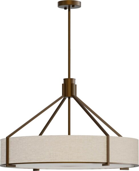 Open Design OR85679- Lampadario su asta DORETTO 6xE27/15W/230V pr. 70 cm marrone/beige