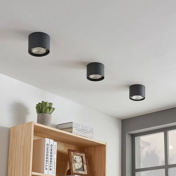 Faretto da soffitto Arcchio Mabel, Ø 12 cm, grigio, metallo, GU10 Mabel Arcchio, dimmerabile, Alluminio / Grigio / Zincato, Cucina, Alluminio, Moderno, Faretto
