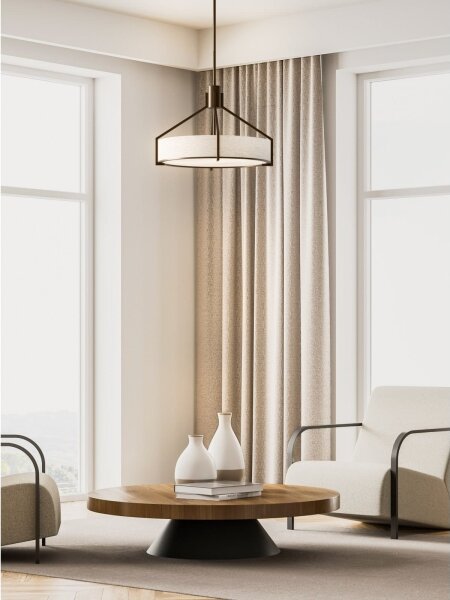 Open Design OR85679- Lampadario su asta DORETTO 6xE27/15W/230V pr. 70 cm marrone/beige