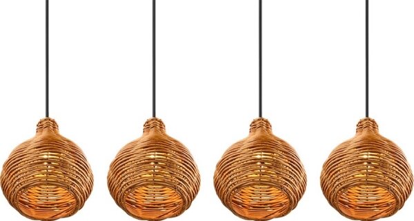 Reality - Lampada a sospensione con cavo SPROUT 3xE14/40W/230V marrone/rattan