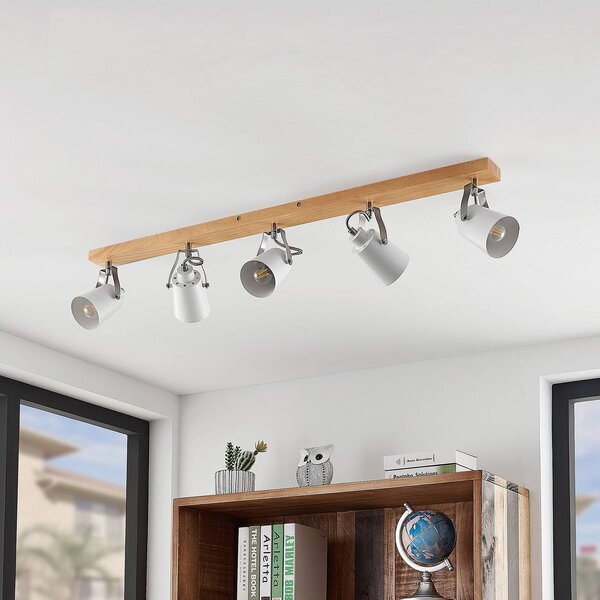 Plafoniera soffitto Blana Lindby, dimmerabile, Legno chiaro, Soggiorno / Sala da pranzo, Legno, Scandinavo, Plafoniera