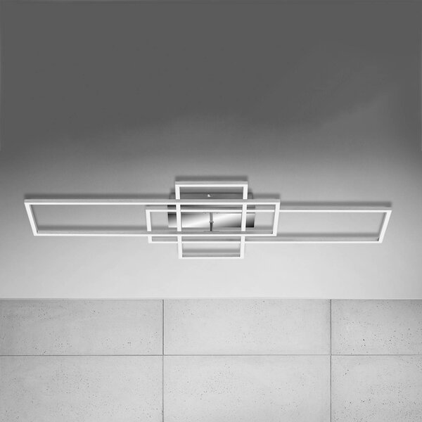 Briloner Plafoniera a LED Frame, dimmerabile, Alluminio / Grigio / Zincato, Soggiorno / Sala da pranzo, Metallo, Moderno, Plafoniera LED