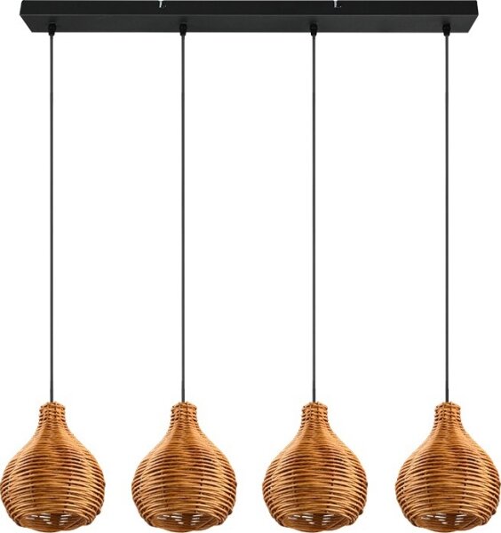 Reality - Lampada a sospensione con cavo SPROUT 3xE14/40W/230V marrone/rattan