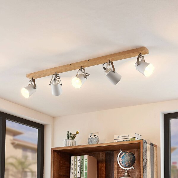 Plafoniera soffitto Blana Lindby, dimmerabile, Legno chiaro, Soggiorno / Sala da pranzo, Legno, Scandinavo, Plafoniera