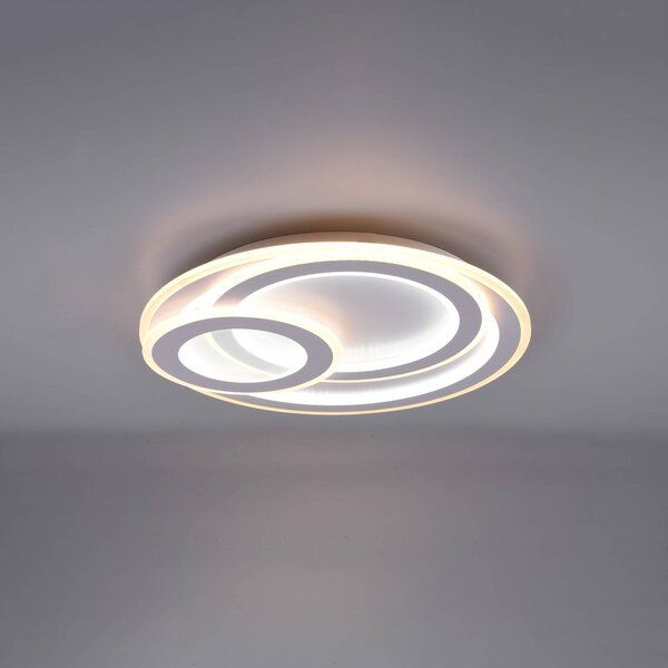 Trio Lighting Plafoniera a LED Mita, dimmerabile, Bianco / Opale, Soggiorno / Sala da pranzo, Metallo, Moderno, Plafoniera LED